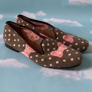 Stubbs and Wootton embroidered bow loafers
